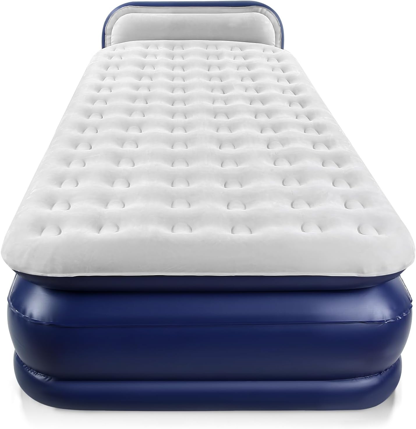 KMZ Air Mattress with Headboard Twin XL Size – Built-in Electric Pump Comfort-Plush Enhanced Coil Technology Mattress for Home, Travel & Camping -