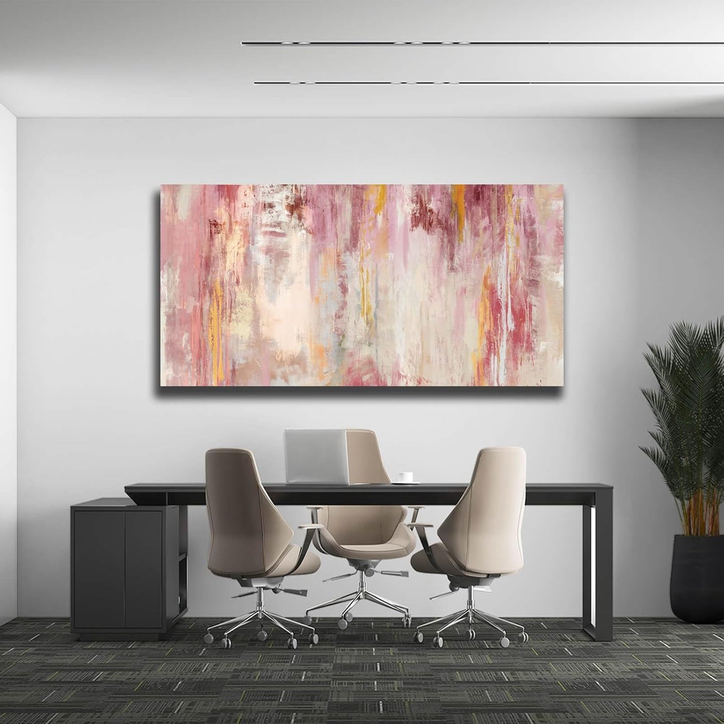 Kureful Abstract Canvas Wall Art Large Wall Decor Pink Wall Paintings for Bedroom Living Room Office Gold Artwork Picture 30x60 Inch