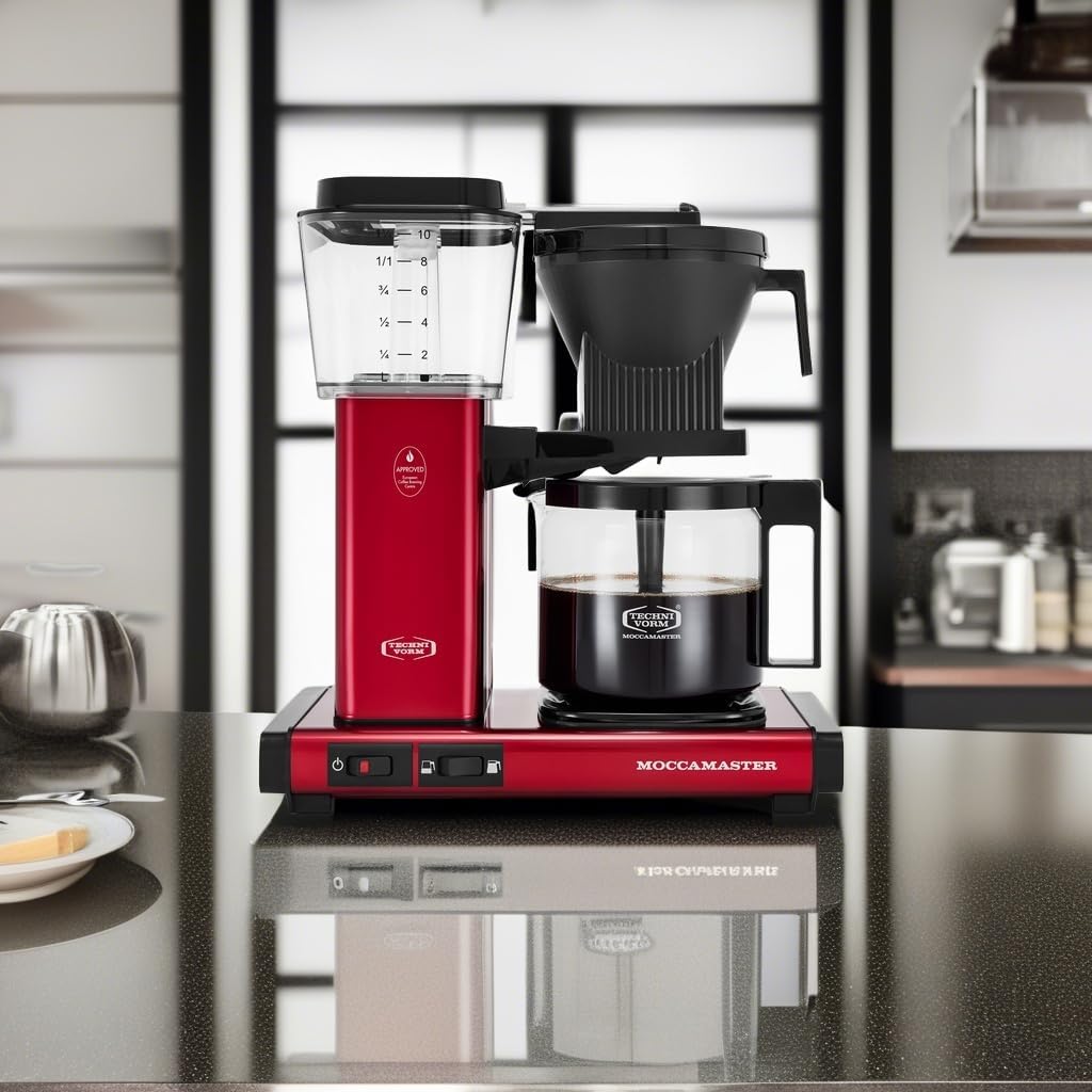 Moccamaster 53944 KBGV Select 10-Cup Coffee Maker, Candy Apple Red, 40 ounce, 1.25l