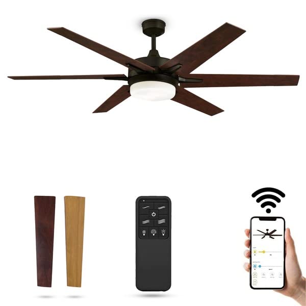 Ciata 60-inch Ceiling Fans with Lights β Smart Ceiling Fan for Bedroom/Living Room β Advanced Ceiling Fan with Remote Compatible with Alexa/Google Home β Wi-Fi Fans for Home β Black Bronze Finish 60 Inch Black-Bronze