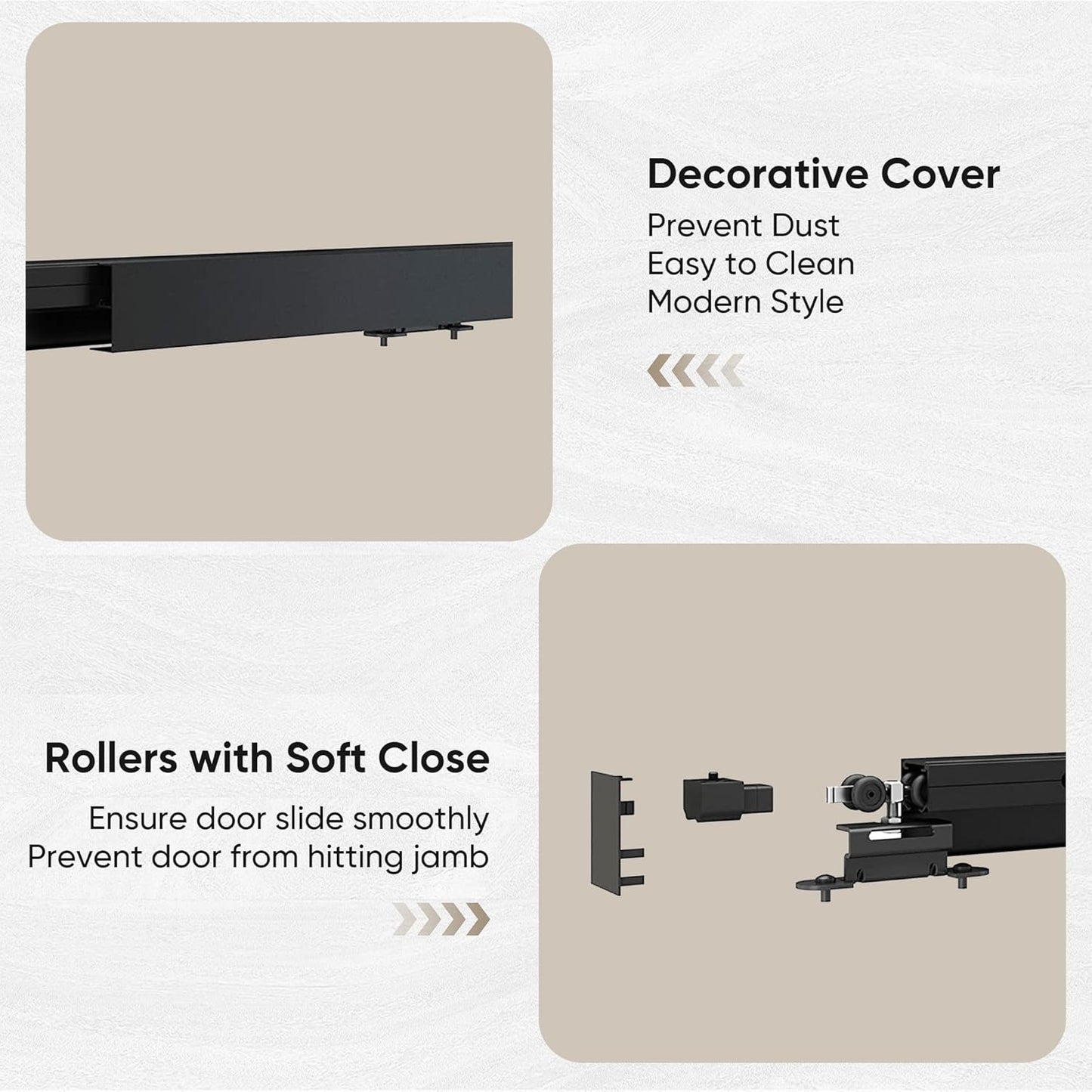 JUBEST 6FT Sliding Barn Door Hardware Track Kit,Aluminium Alloy Box Rail Wall Mount Barn Door Hardware,for Interior Exterior Wooden Door (Hardware