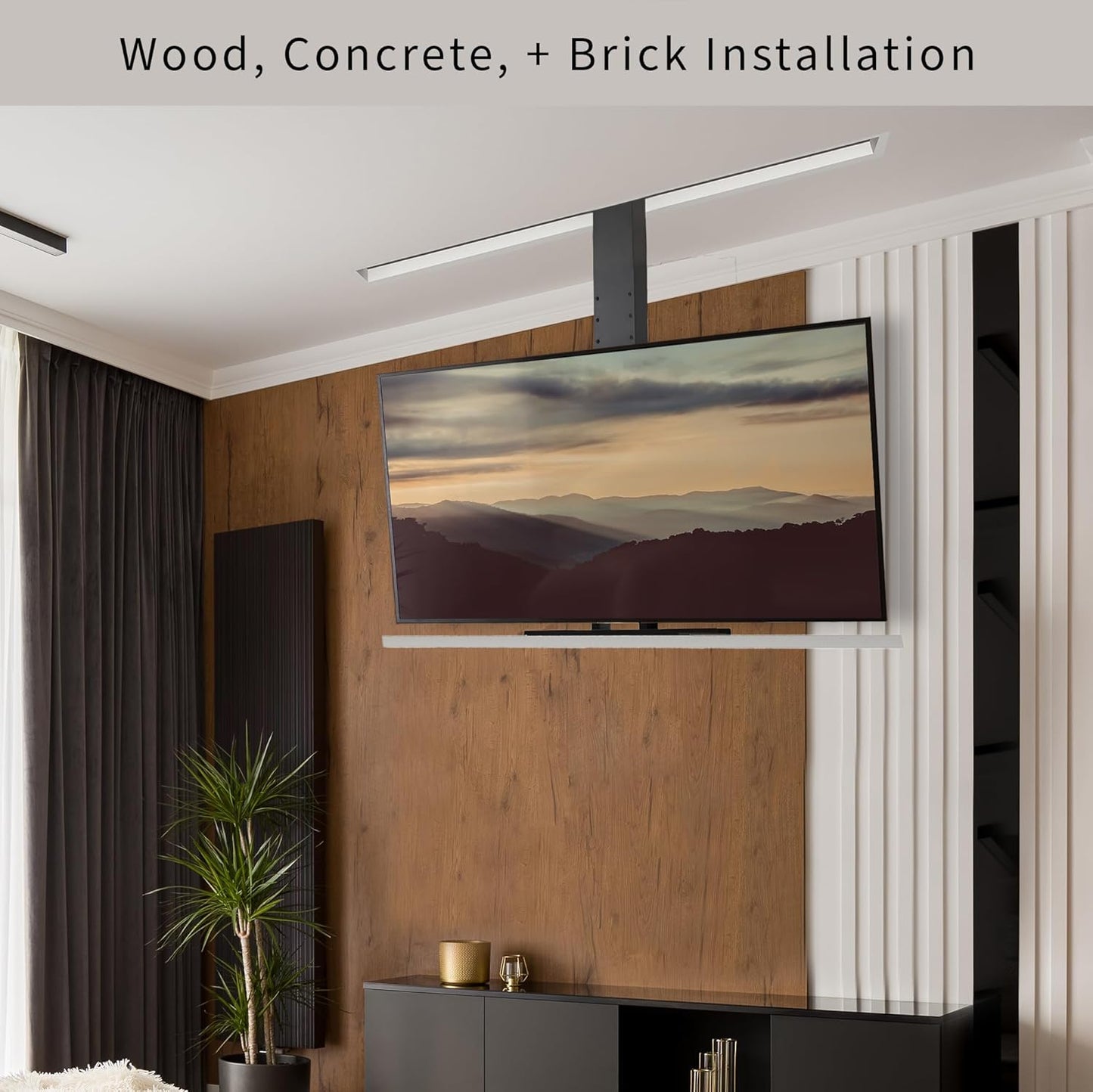 VIVO Motorized Drop Down Ceiling TV Mount for 32 to 55 inch Screens, Vertical Electric Television Bracket with Remote Control, Compact Design for