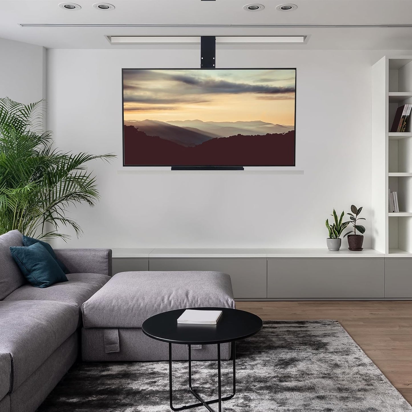 VIVO Motorized Drop Down Ceiling TV Mount for 32 to 55 inch Screens, Vertical Electric Television Bracket with Remote Control, Compact Design for