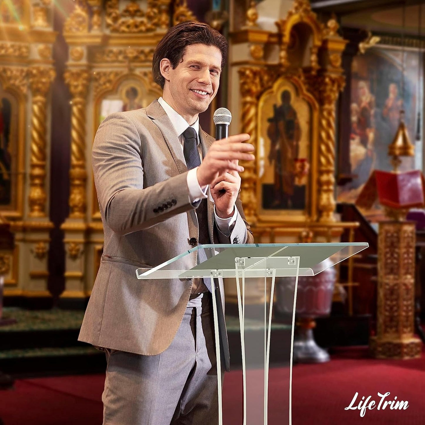 Acrylic Podium Stand Portable Pulpits for Churches Clear Podium Lectern Shtender Hostess Stand Presentation Events Teacher Podium for Classroom