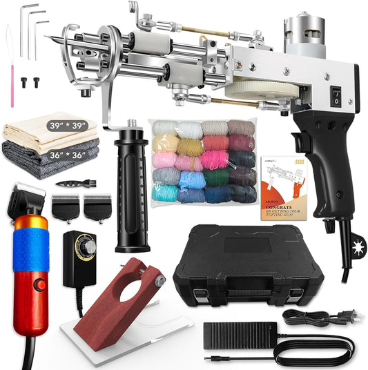 Tufting Gun Starter Kit - artufting Rug Making Kit, 2 in 1 Cut Pile & Loop Pile - Easy to Use Rug Tufting Kit for Craft Lovers, Crafting