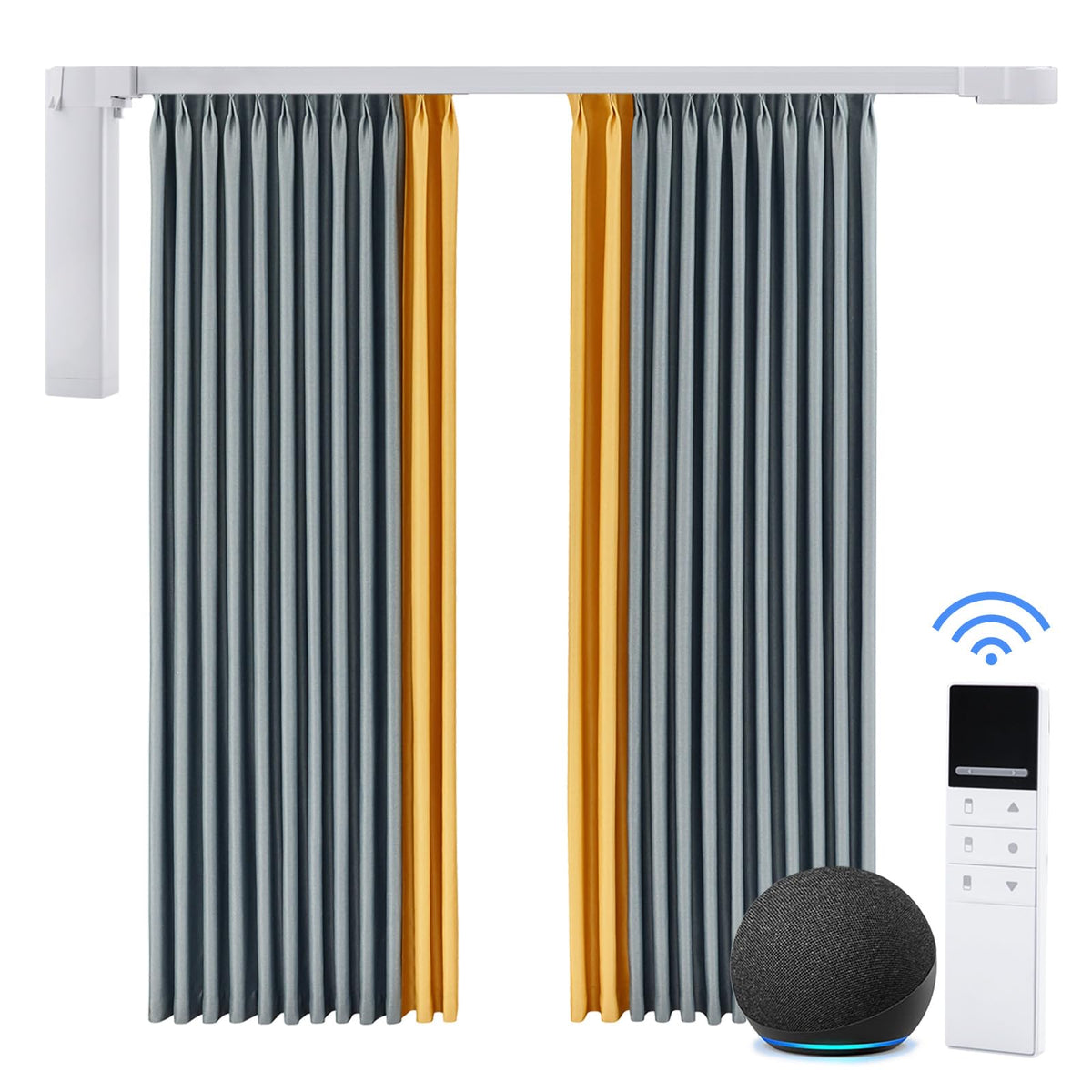 Motorized Curtains Tracks,70.87"-118.1"; Smart Curtains Motorized Opener Electric Single Rods Automatic Rod
