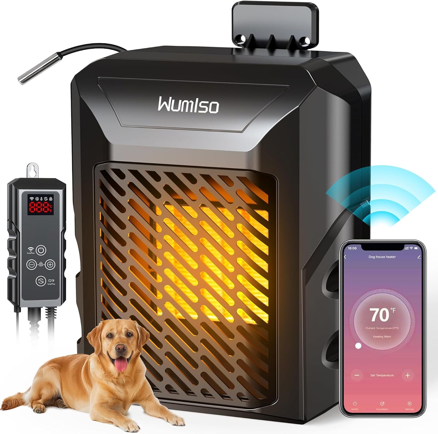 Dog House Heater, Dog House Heater With Thermostat 500watt, Pet House Heater, Dog Heaters For Outside Doghouse With Wifi Control, Chicken Coop Heater