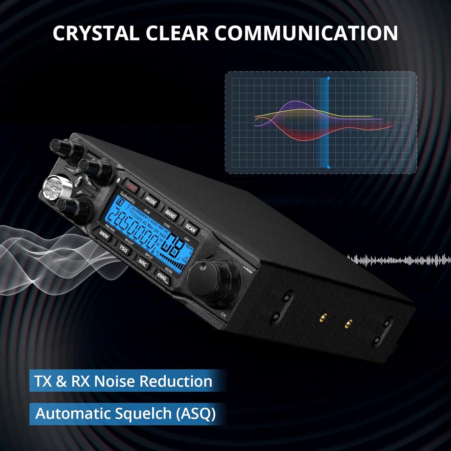 QT80 10 Meter Radio, 80W High Power Amateur Ham Radio, SSB/AM/FM/PA Mobile Transceiver with RX & TX Noise Reduction, CTCSS/DCS, ASQ, SWR High Alert