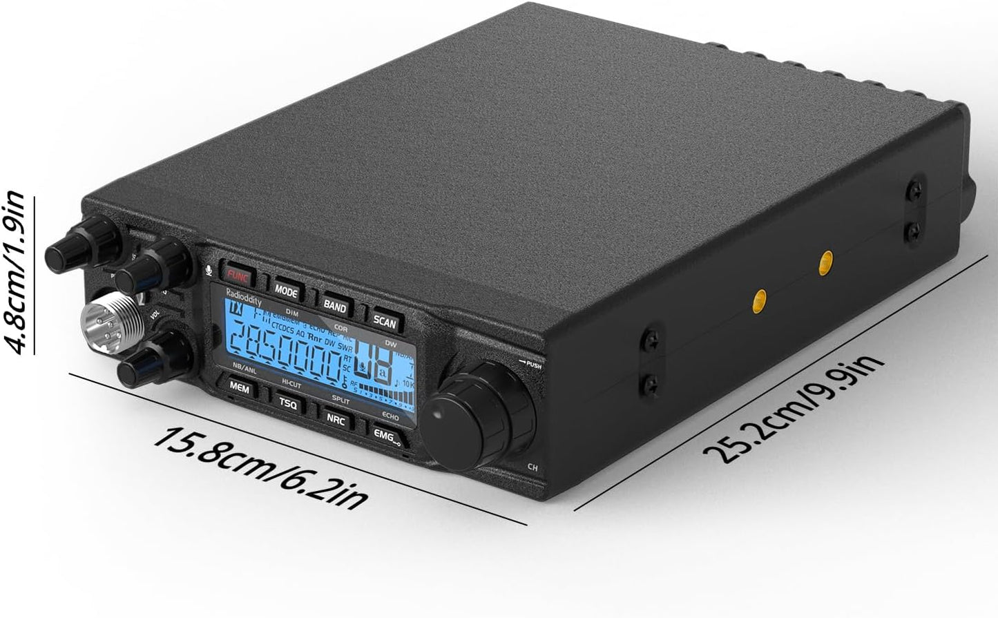 QT80 10 Meter Radio, 80W High Power Amateur Ham Radio, SSB/AM/FM/PA Mobile Transceiver with RX & TX Noise Reduction, CTCSS/DCS, ASQ, SWR High Alert