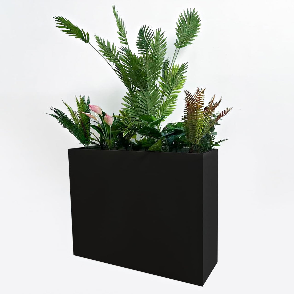 Large Metal Planter 38"x13"x30" - Tall Rectangular Planter for Outdoor, White in Color--Refer to actual product