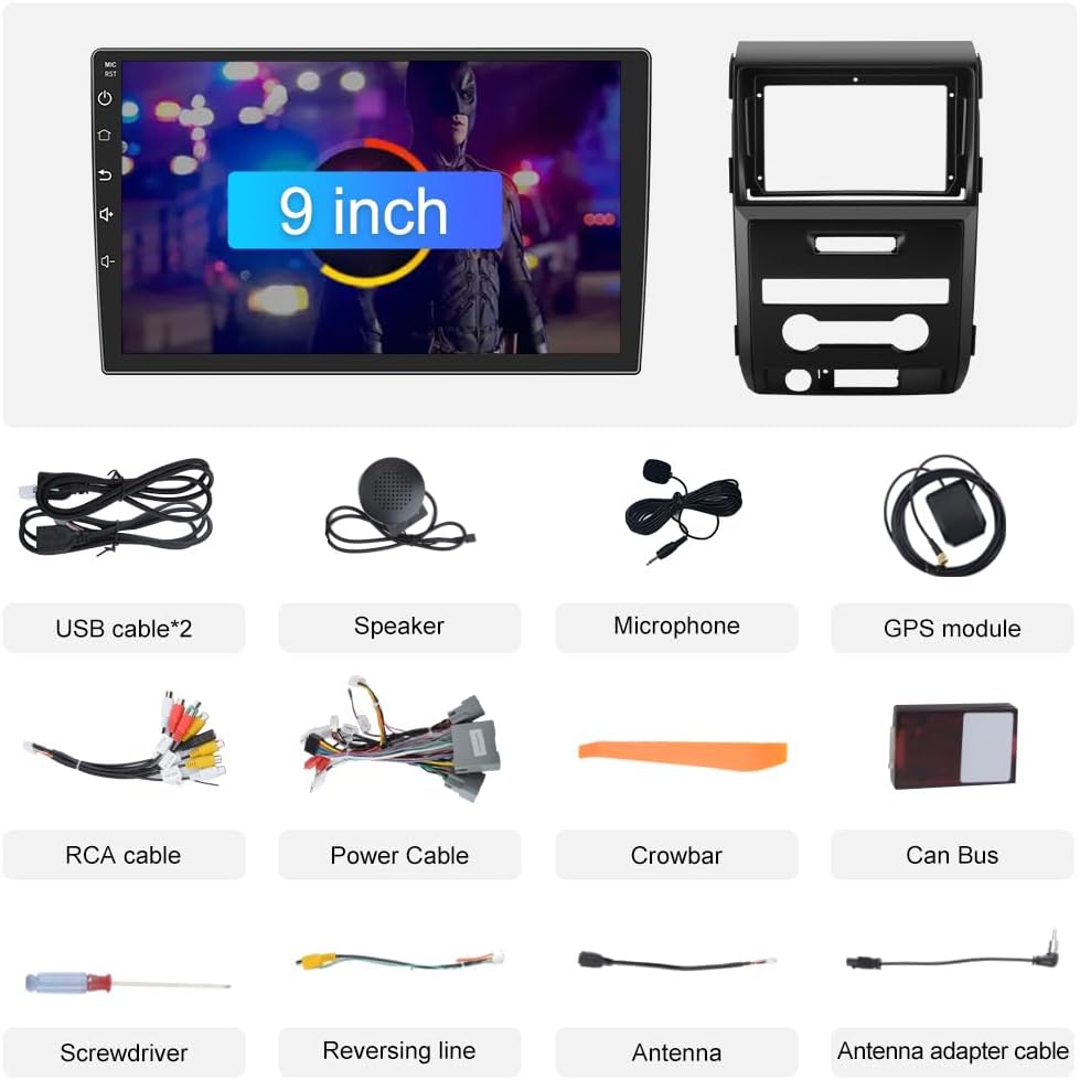 Car Radio Stereo for Ford F150 F-150 2009 2010 2011 2012, 9 inch Touch Screen Android 13 Head Unit 2G+64G