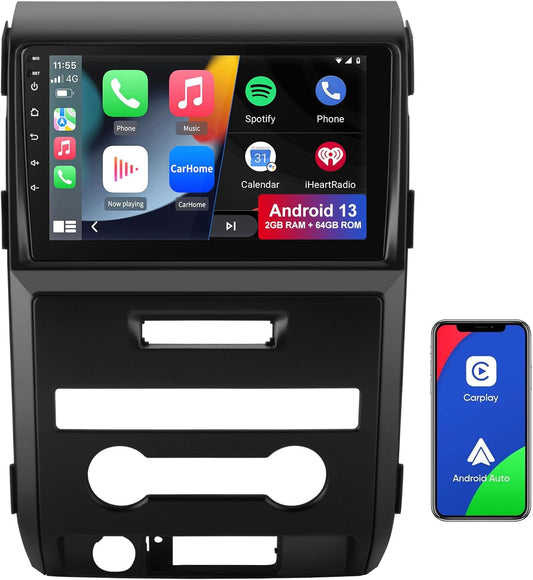 Car Radio Stereo for Ford F150 F-150 2009 2010 2011 2012, 9 inch Touch Screen Android 13 Head Unit 2G+64G