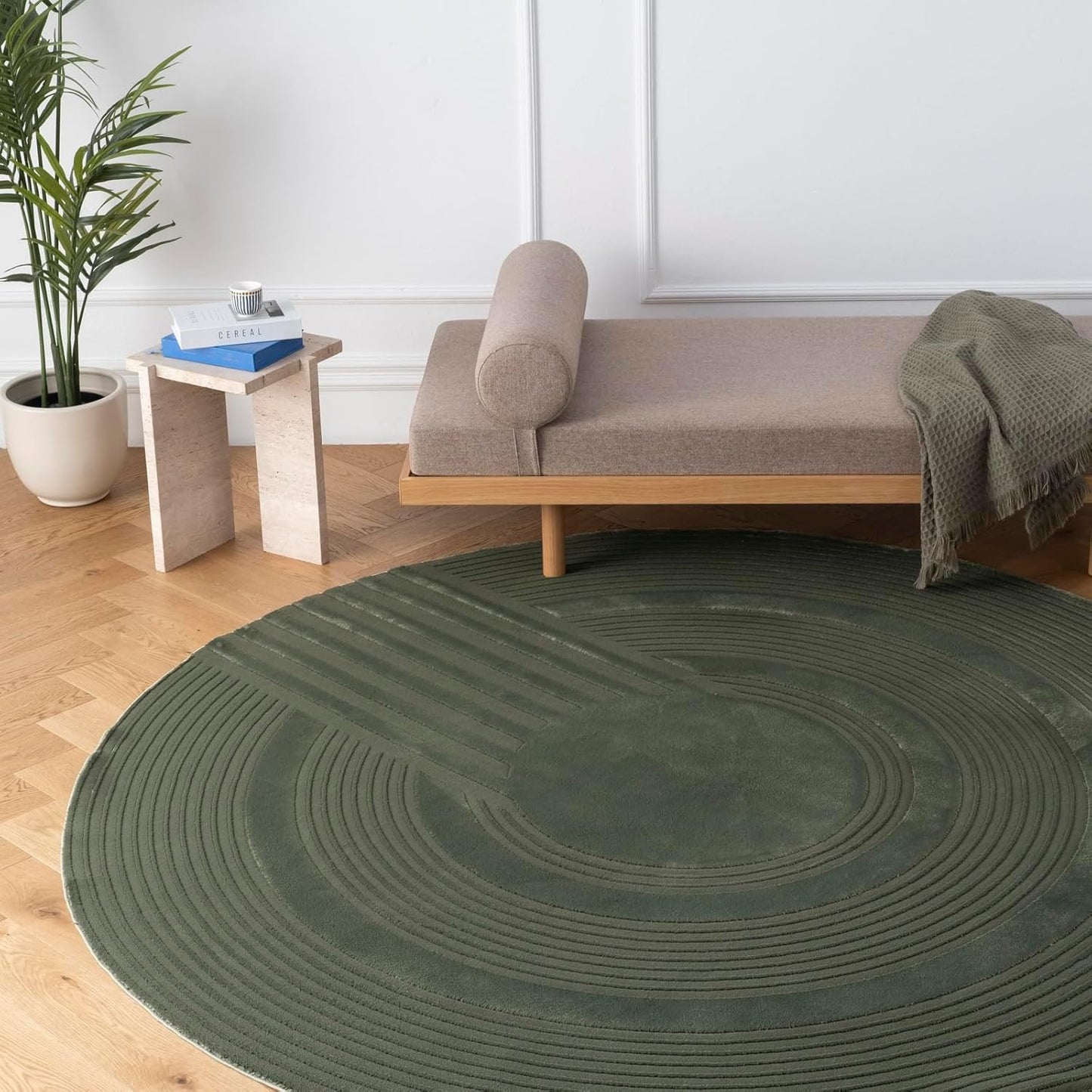 Revival Rugs Maru 8'x8' Washable Area Rug, 100% Recycled Oeko-TEX Certified, Medium Pile, Green