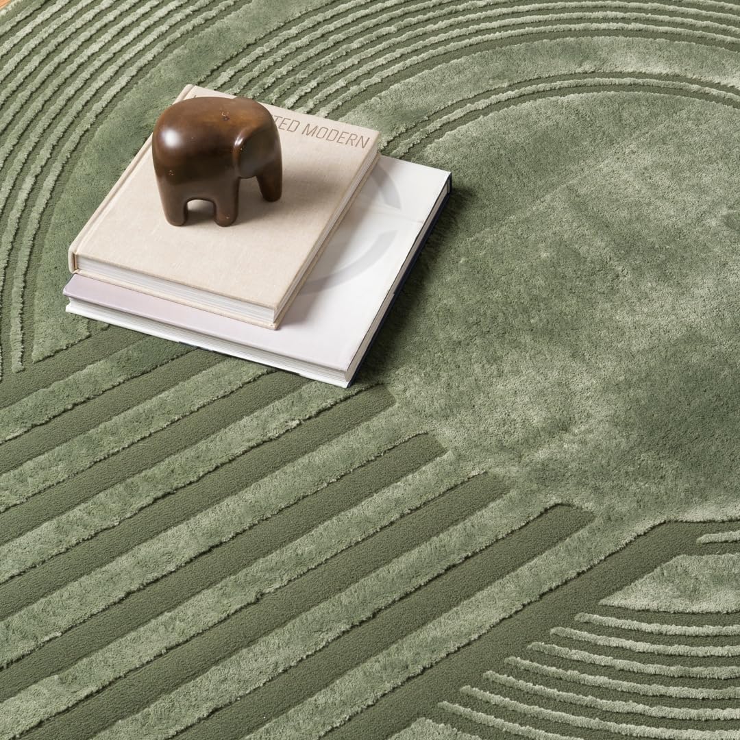 Revival Rugs Maru 8'x8' Washable Area Rug, 100% Recycled Oeko-TEX Certified, Medium Pile, Green