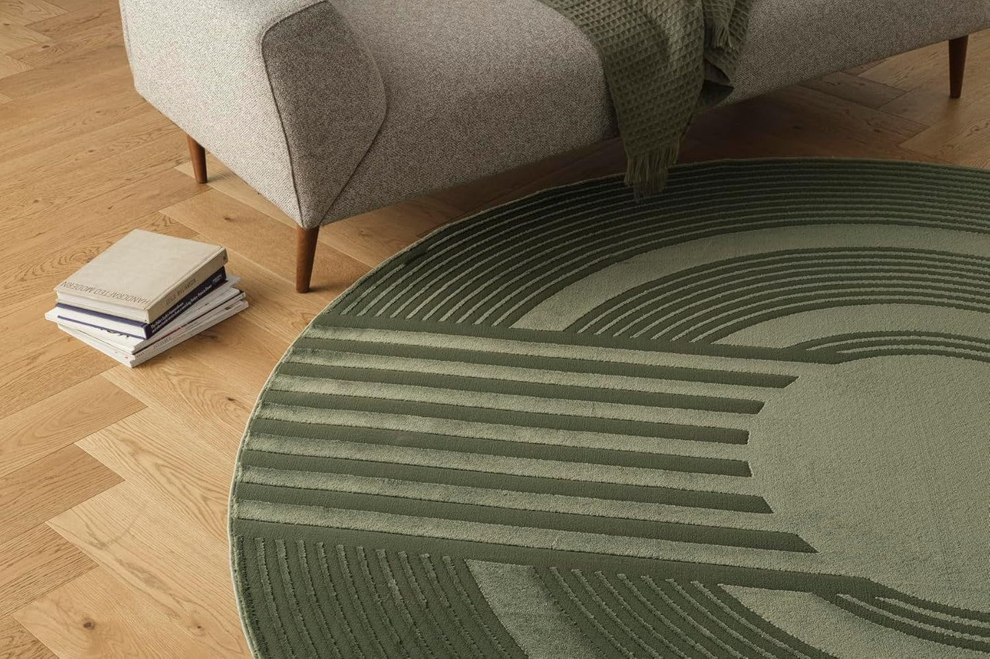 Revival Rugs Maru 8'x8' Washable Area Rug, 100% Recycled Oeko-TEX Certified, Medium Pile, Green