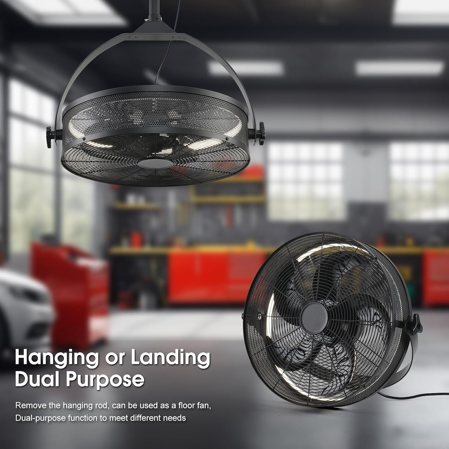 Outdoor Hanging Ceiling Fans with Lights,18in Gazebo Fan with Hook Remote & APP Control,Dimmable Hanging Fan