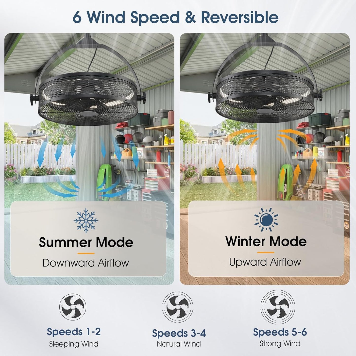 Outdoor Hanging Ceiling Fans with Lights,18in Gazebo Fan with Hook Remote & APP Control,Dimmable Hanging Fan