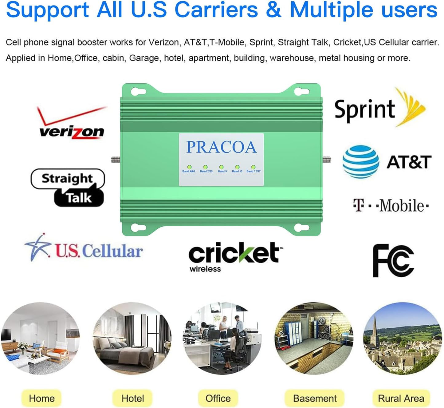 Cell Phone Signal Booster for AT&T, T-Mobile, Verizon 5G 4G LTE 3G, Sprint (green)