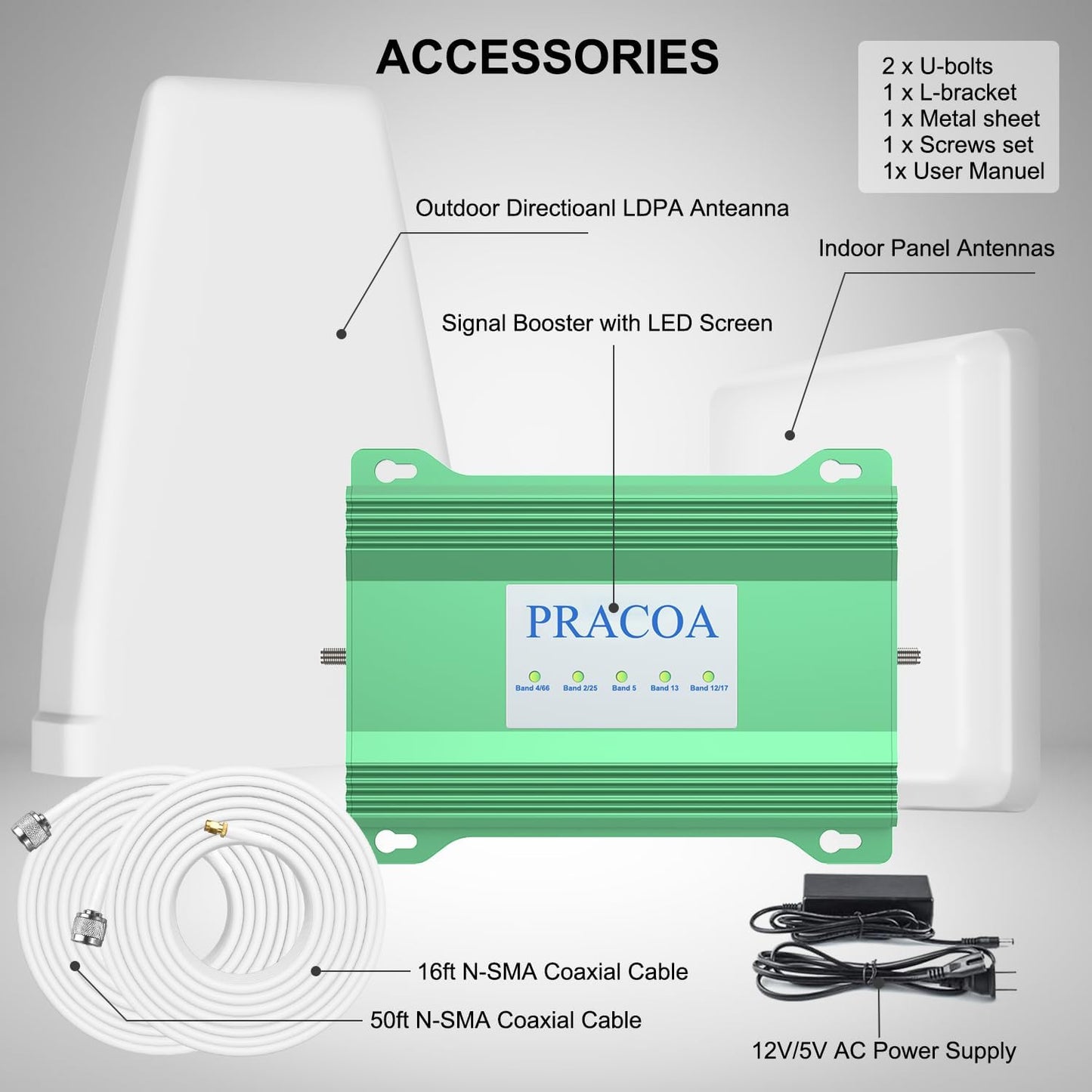 Cell Phone Signal Booster for AT&T, T-Mobile, Verizon 5G 4G LTE 3G, Sprint (green)