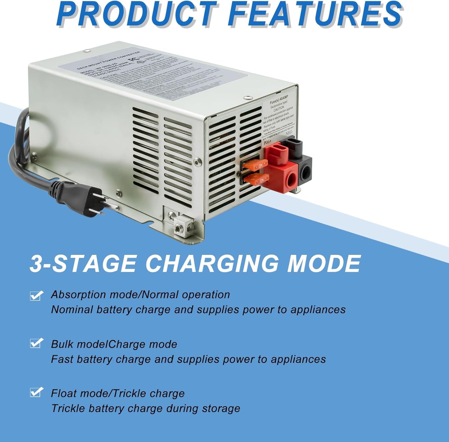 Power Converter 9800 Series Converter/Charger 65 Amp DC Output (20 Amp AC Power Cord
