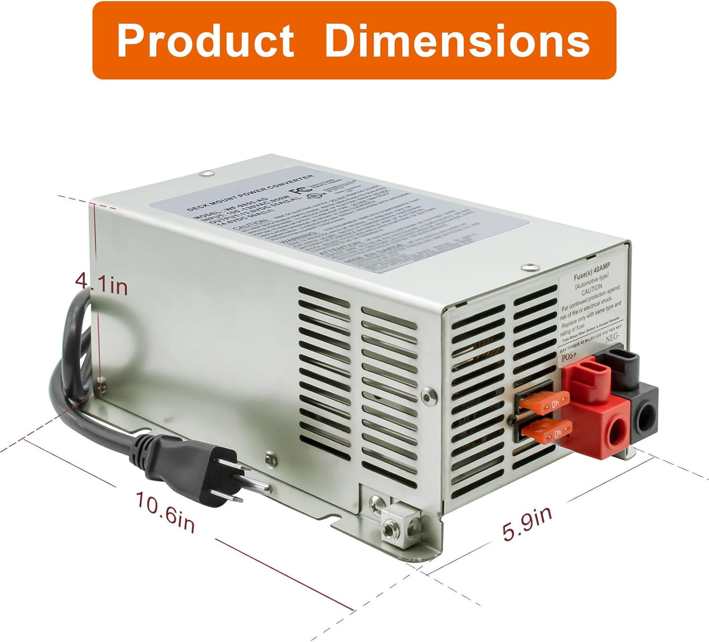 Power Converter 9800 Series Converter/Charger 65 Amp DC Output (20 Amp AC Power Cord