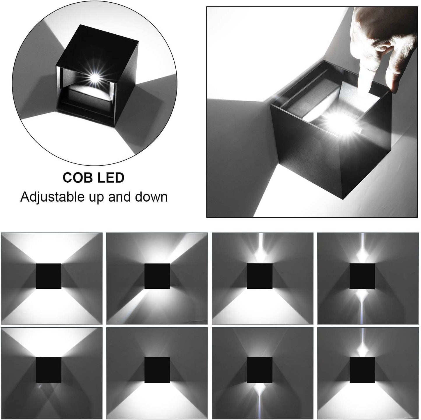 20W Modern Wall Sconce,6000K Up and Down Square Wall Light Interior and Exterior Waterproof Light (4-pack)