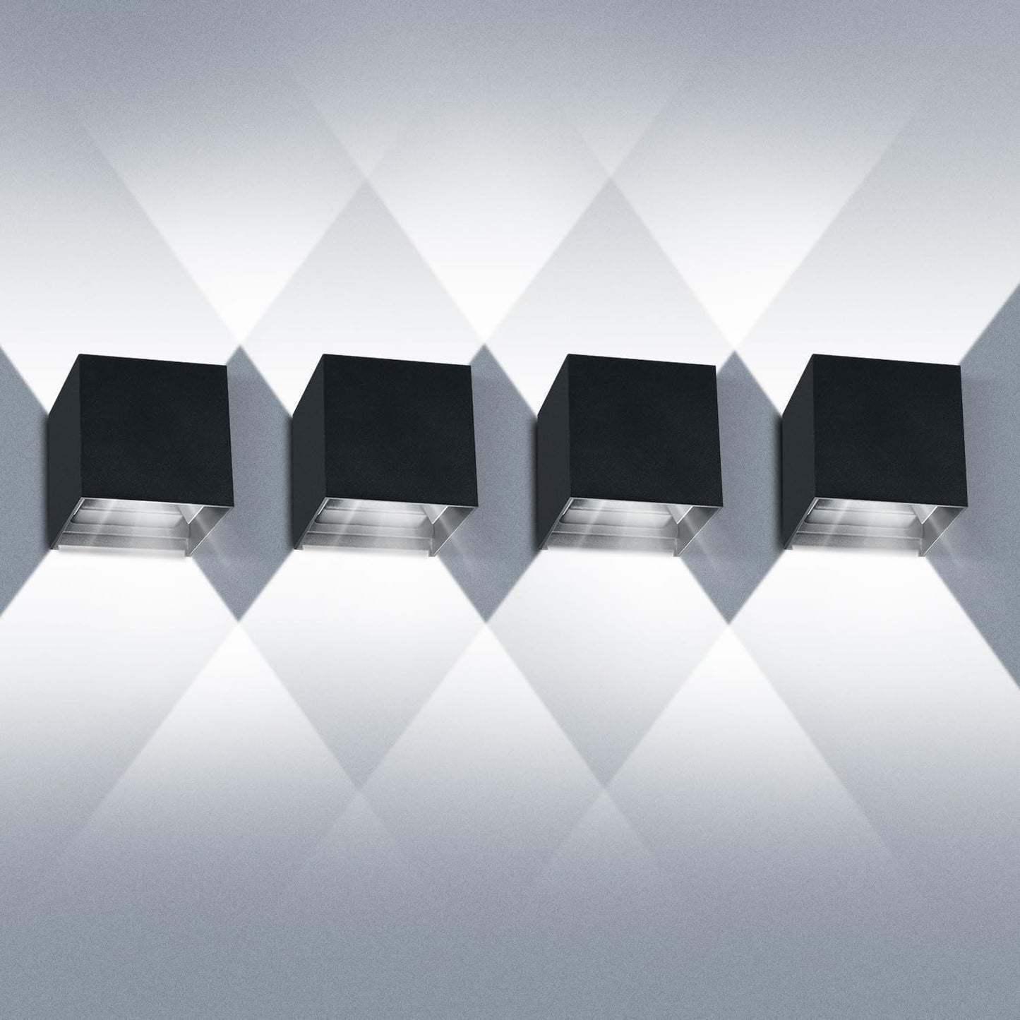 20W Modern Wall Sconce,6000K Up and Down Square Wall Light Interior and Exterior Waterproof Light (4-pack)