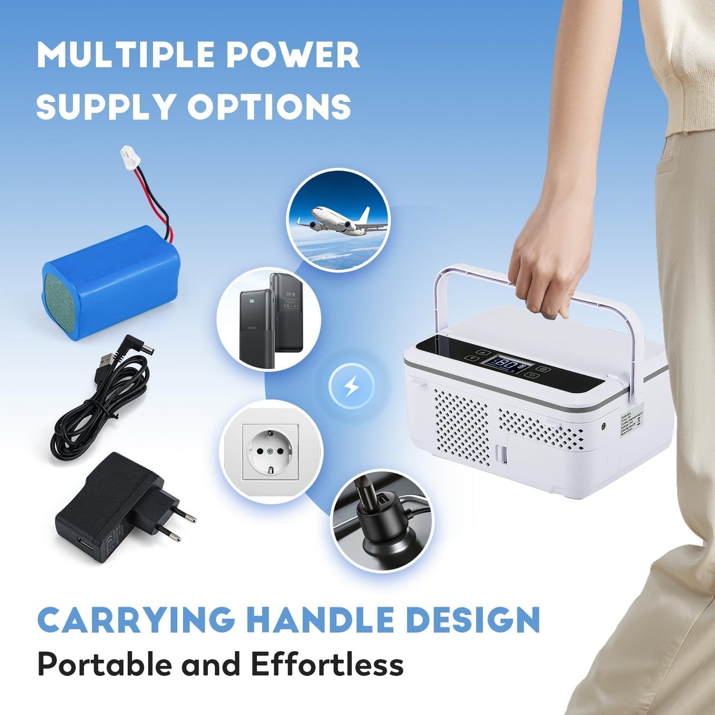 Portable Insulin Cooler Box for Max12 Pens, Setting with 5V Medicine Refrigerator for Home & Outdoor Use, Battery