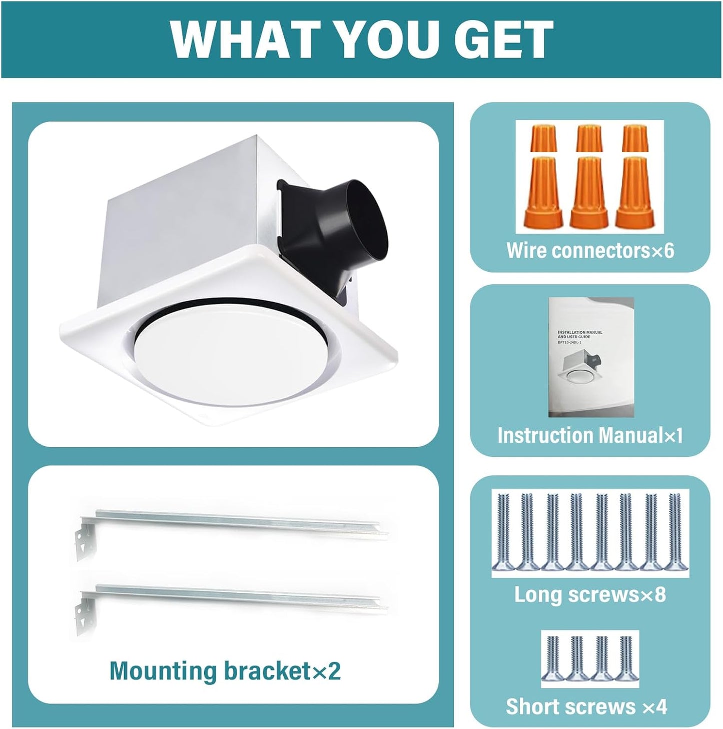 Bathroom Exhaust Fan with Light, UL Listed 120 CFM 1.2 Sones, 41W 42db Bathroom Fan with Light for Home
