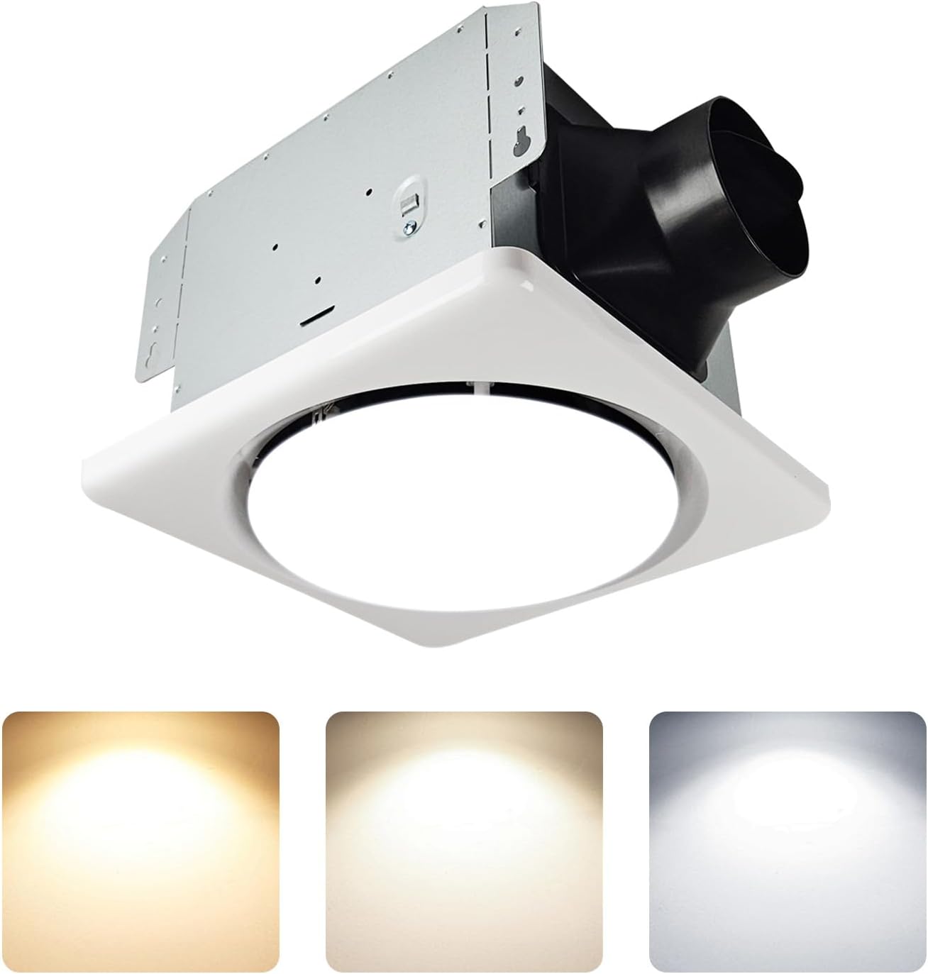 Bathroom Exhaust Fan with Light, UL Listed 120 CFM 1.2 Sones, 41W 42db Bathroom Fan with Light for Home