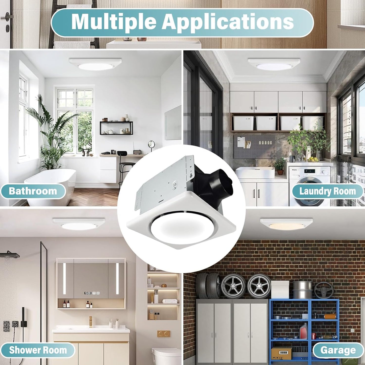 Bathroom Exhaust Fan with Light, UL Listed 120 CFM 1.2 Sones, 41W 42db Bathroom Fan with Light for Home