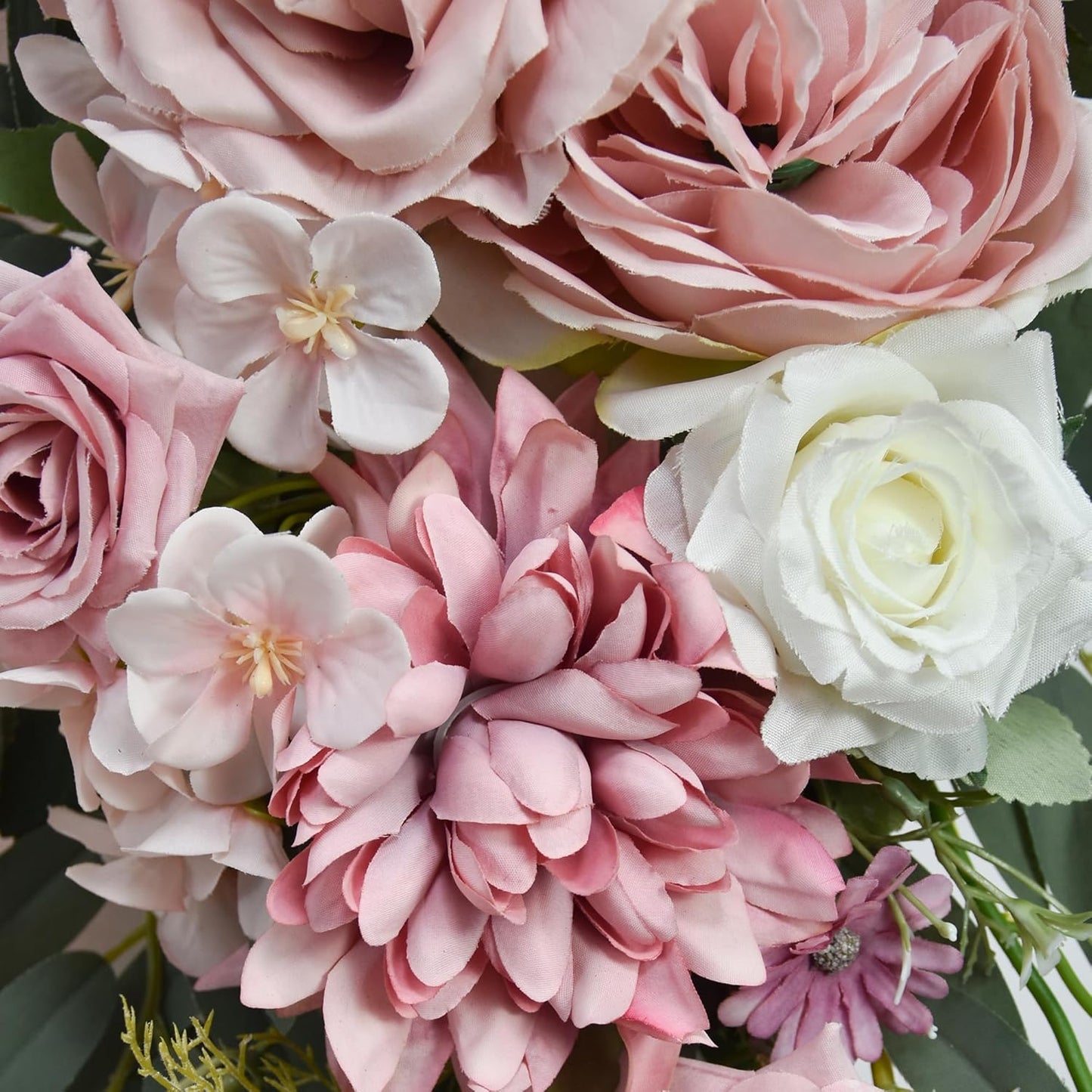 Artificial Wedding Arch Flowers with Drape Kit (Pack of 5) - 2pcs Flower Swag with 3pcs Draping Fabric