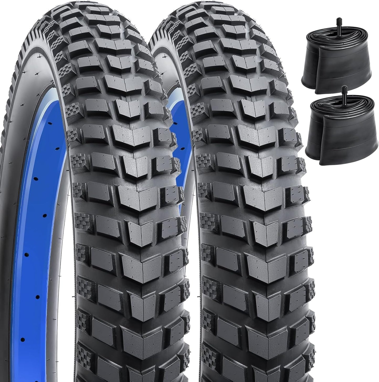 2-PCS 24' Fat E-Bike Tires 24 x 3.0/76-507 and 24' Heavy Duty Fat Bike Tubes Schrader Valve