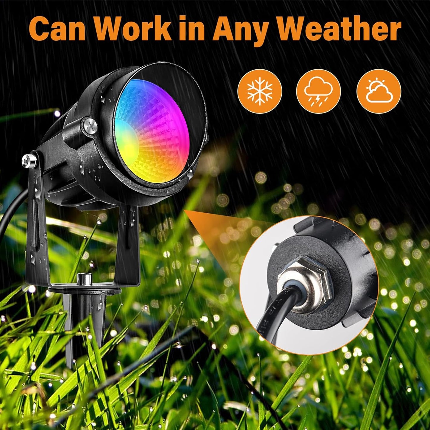 Low Voltage RGBW LED Landscape Lights Spot Lights Outdoor for Yard Garden Decor Spotlight