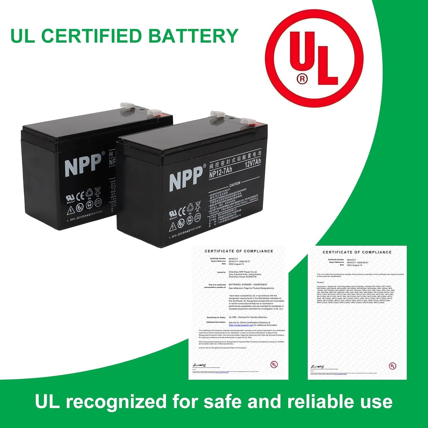 2025 New Upgraded Steel Battery Box with 2 Batteries Kit(12V 7AH Lead-Acid), for 12/24V Driveway Swing Gate