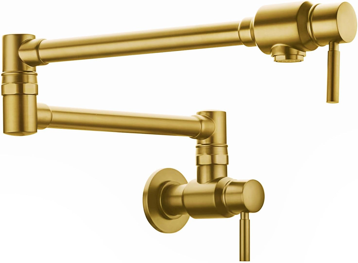 Gold Pot Filler Faucet, Traditional Double Handle Single Hole Coffee Machine Wall Mount with Spout