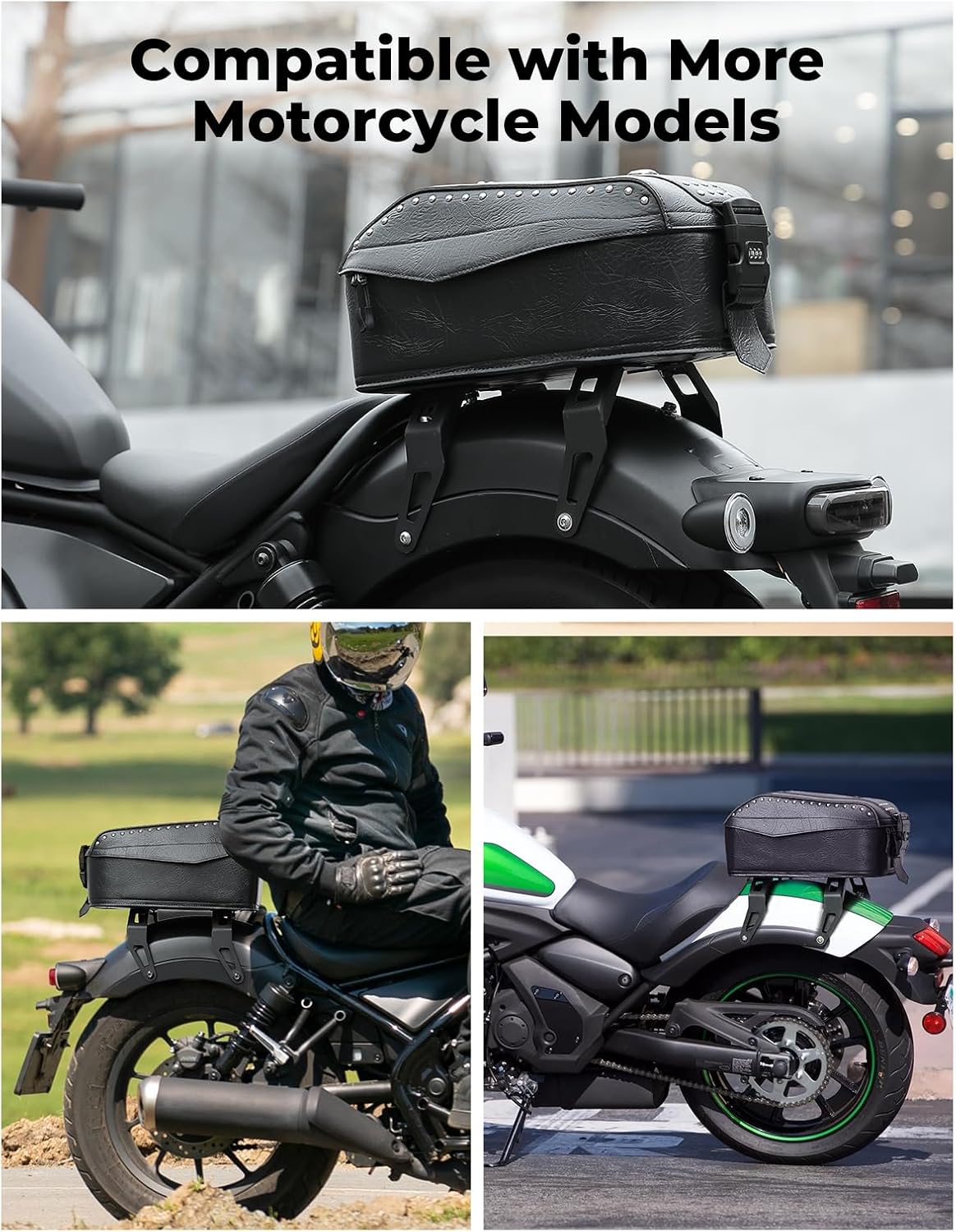Motorcycle Tail Bag Rivet with Secure Locking Bracket 25L Large Capacity Universal Motorcycle Luggage Storage Bag