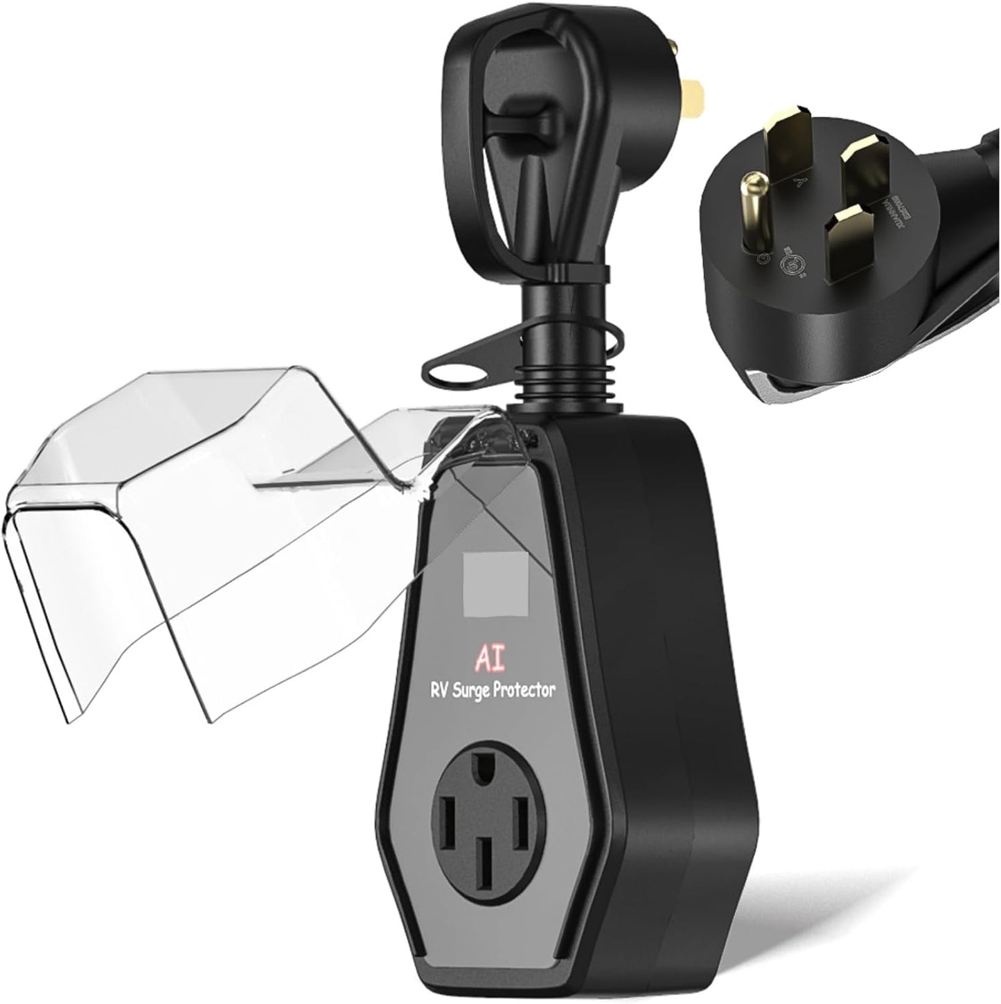 50 Amp RV Surge Protector with Waterproof Cover, 18000 Joules 50A RV Surge Protectors for Camper & Travel Trailers
