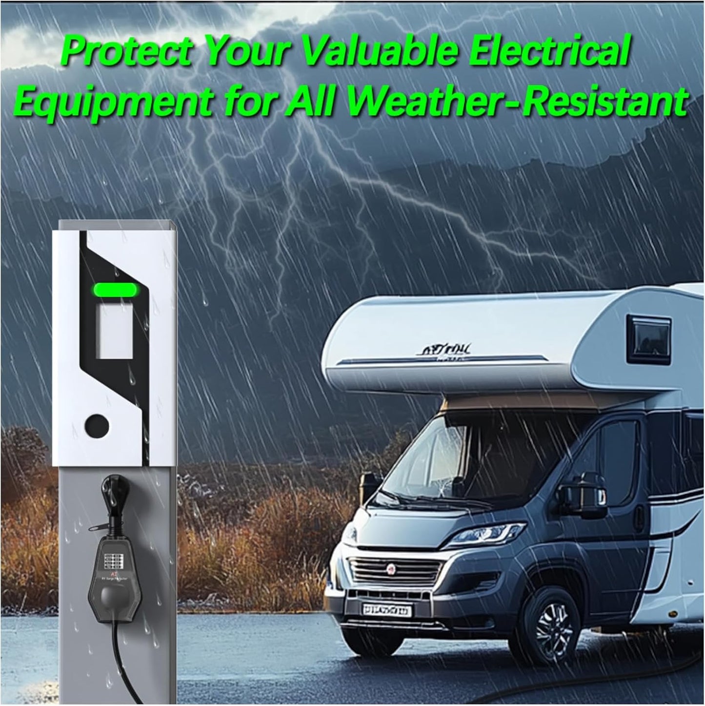 50 Amp RV Surge Protector with Waterproof Cover, 18000 Joules 50A RV Surge Protectors for Camper & Travel Trailers