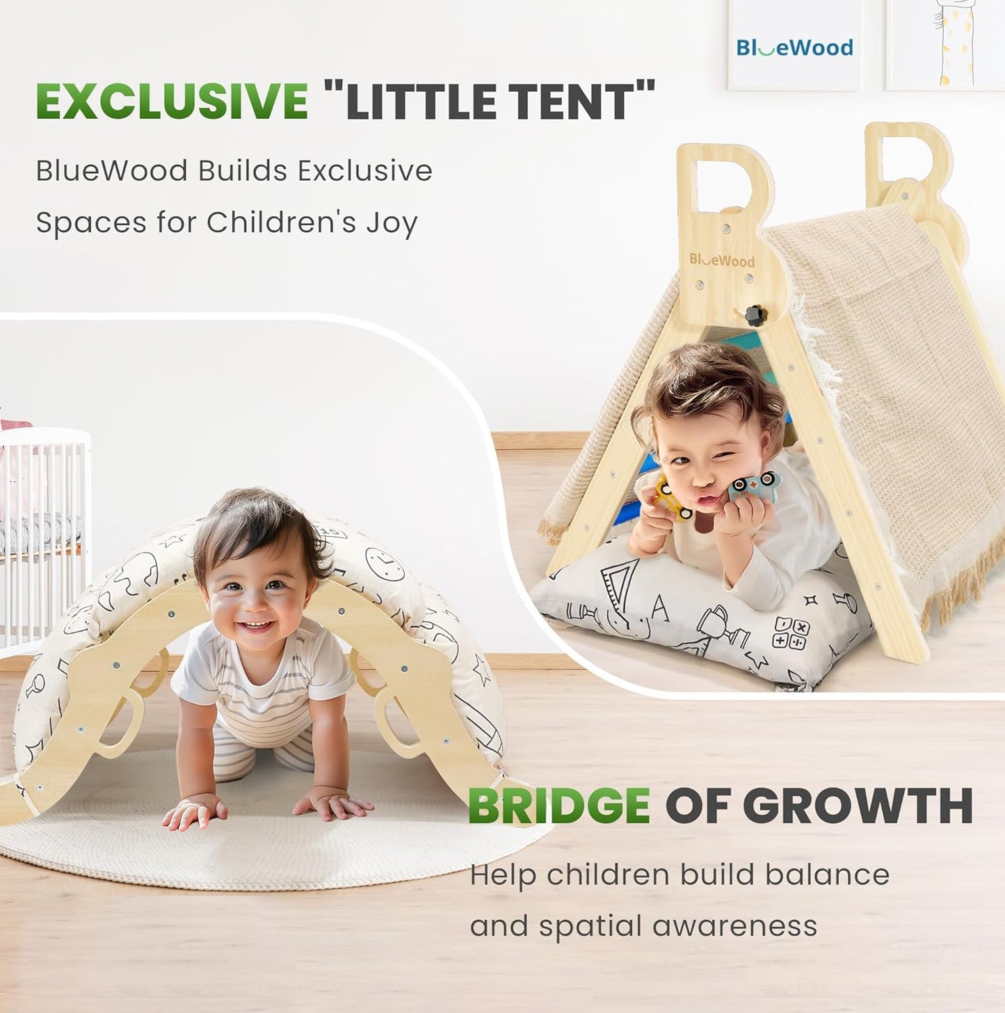 Pikler Triangle Set, Toddler Wooden Climbing Toys Indoor 8-in-1 Climber, Foldable Kids Climbing Toys