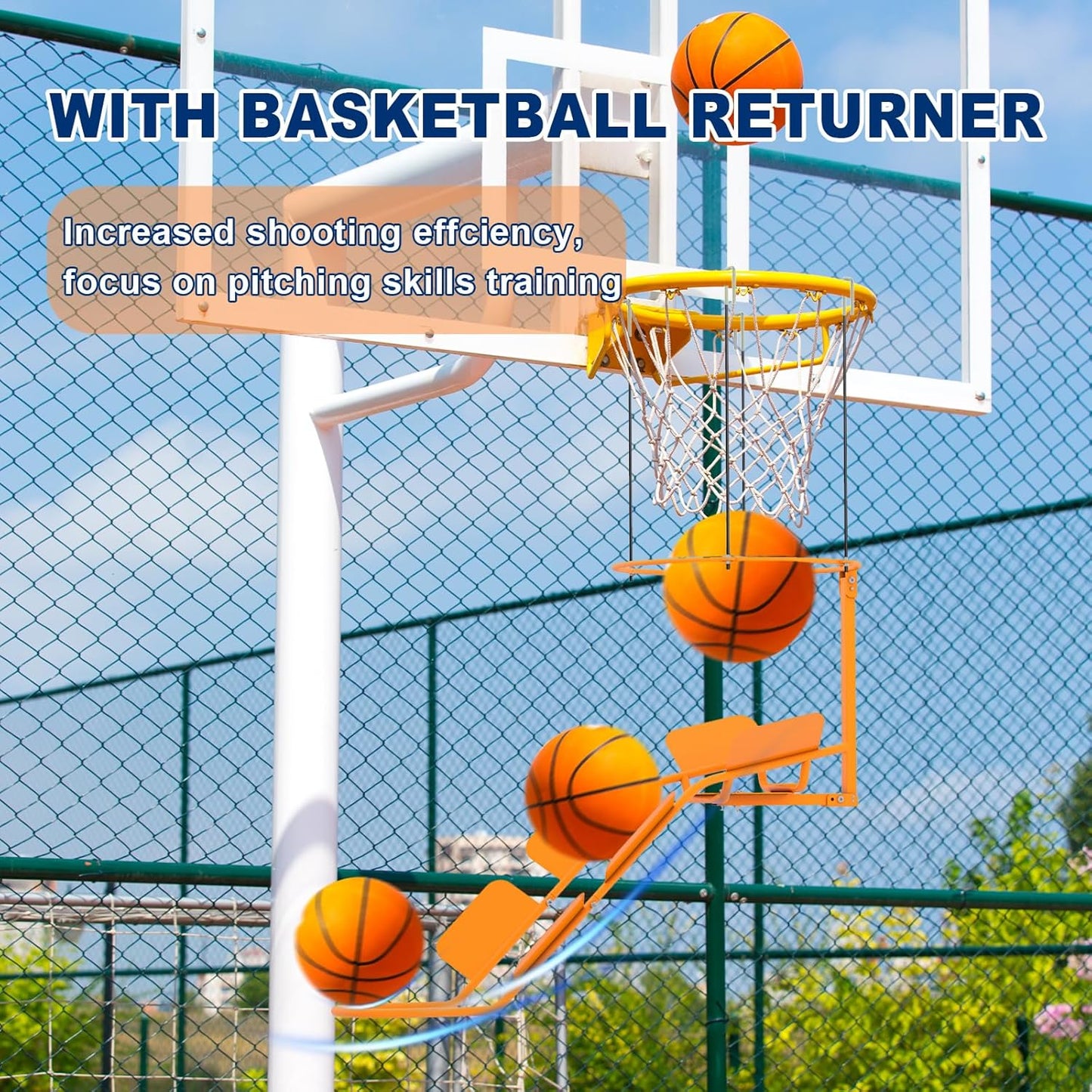 Basketball Return Attachment, Steel Return System for Basketball