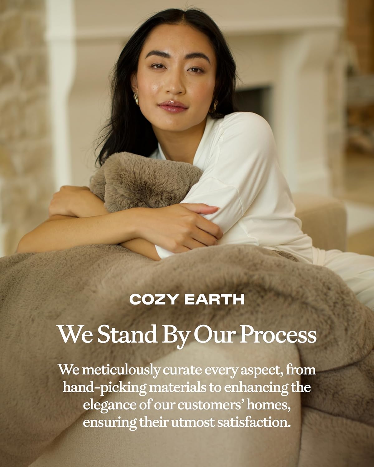 Cozy Earth Cuddle Blanket - Faux Fur Ultra-Soft Luxury Throw - Thick, Oversized Design 80'x 60' Dove Grey