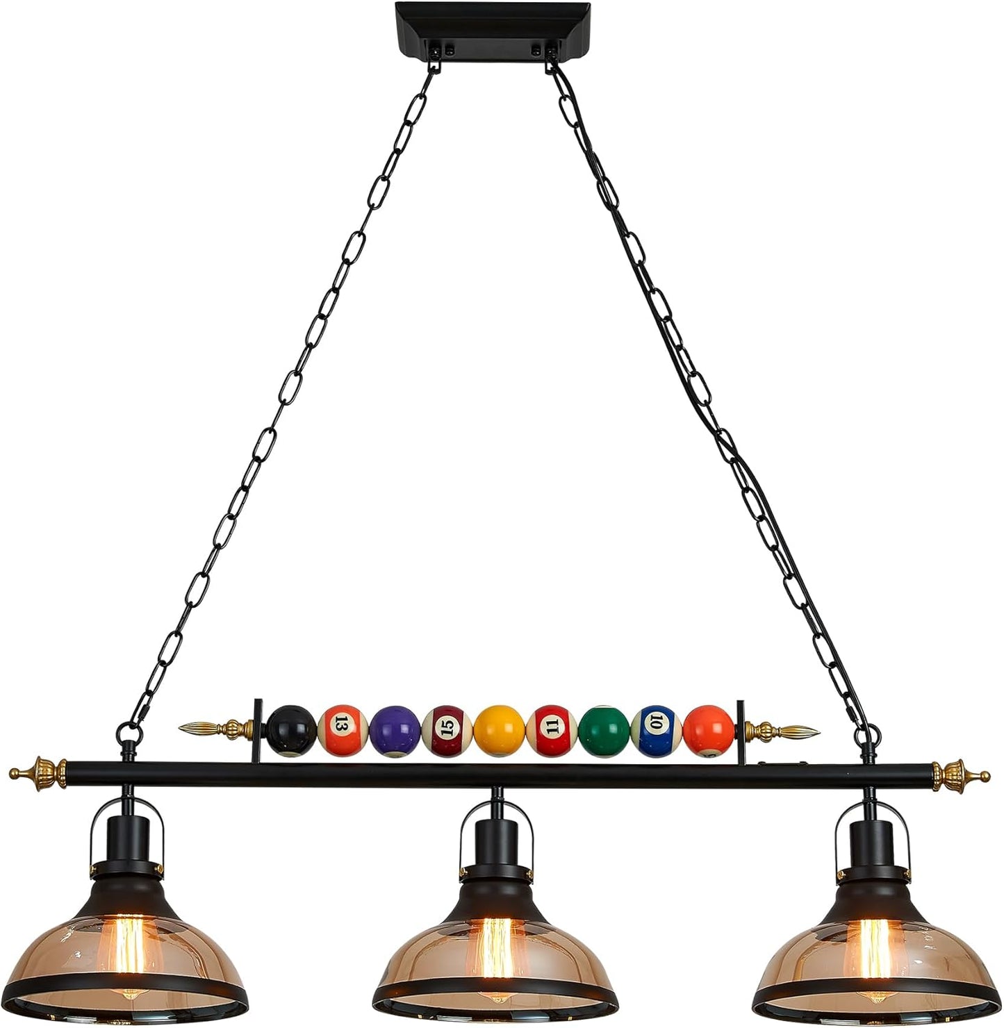 Billiard Pendant Lights, Retro Island Light Fixtures, 7'-8' Hanging Pool Table Lights for Bar, Cafe, Billiards Room, Etc.