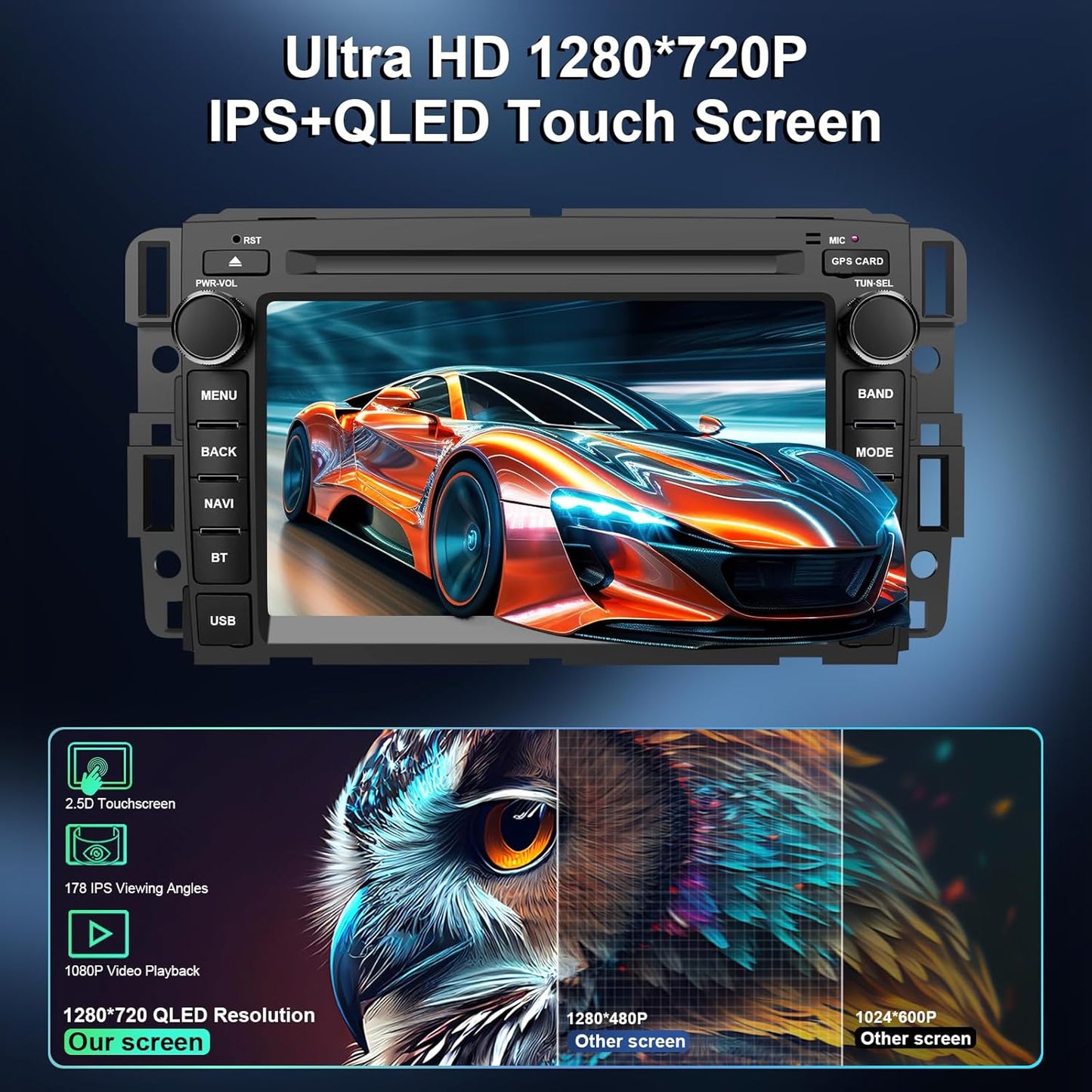 Car Stereo Radio for GMC Sierra Yukon Chevrolet Buick Chevy Silverado Android 14 DVD Player Double Din 7inch