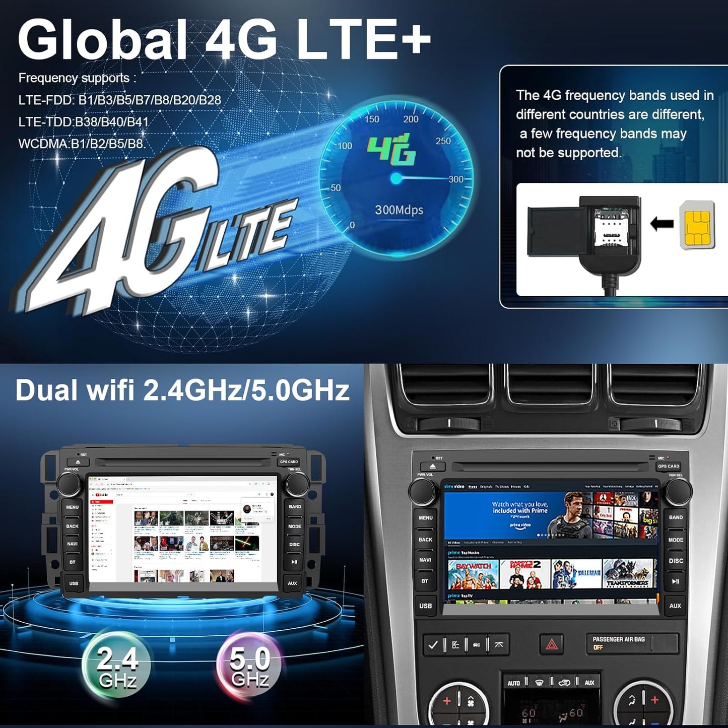 Car Stereo Radio for GMC Sierra Yukon Chevrolet Buick Chevy Silverado Android 14 DVD Player Double Din 7inch