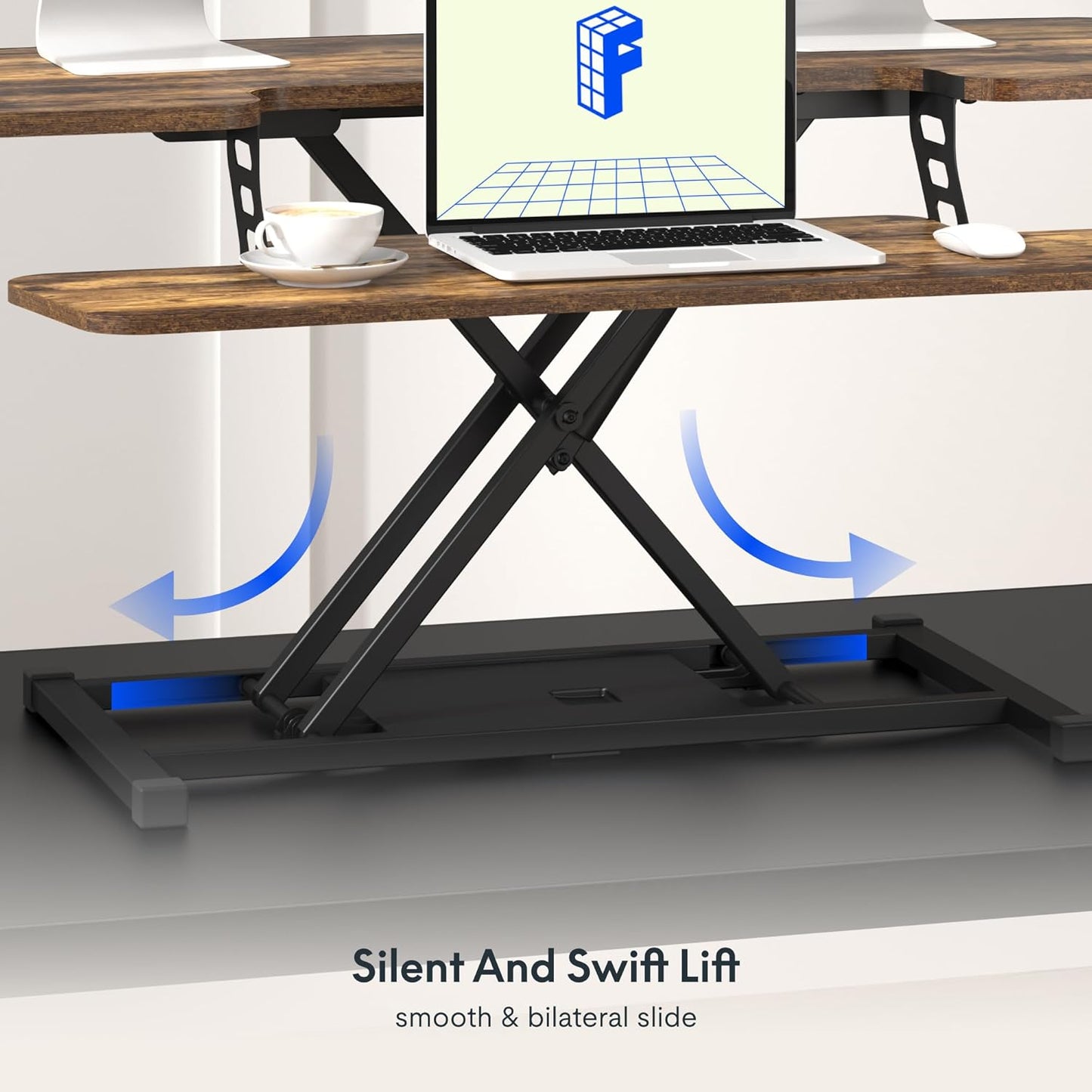 36' Standing Desk Converter, Quick Sit Stand up Desktop Riser Laptop Workstation with Keyboard Tray, Rustic Color