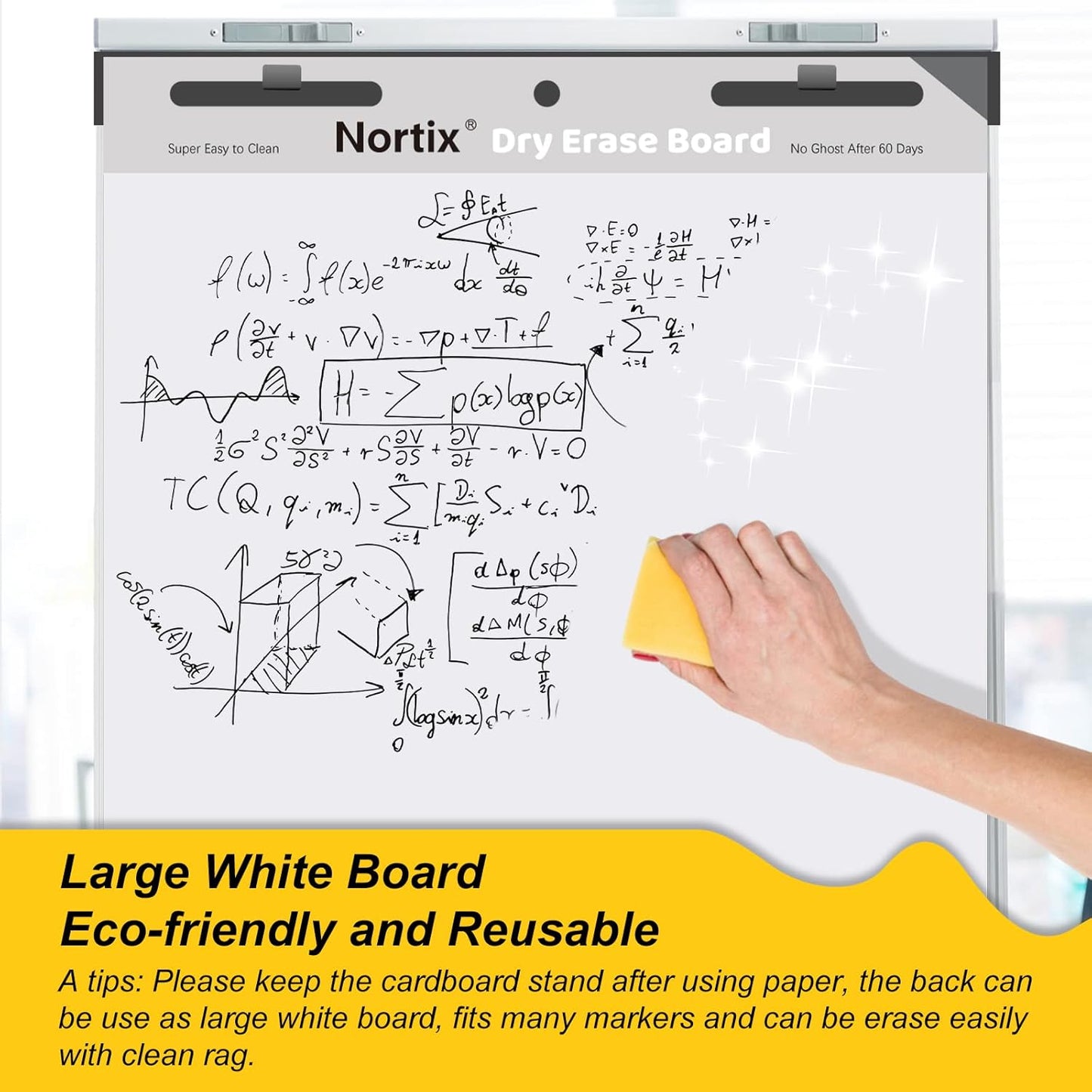 Flip Chart Paper, Sticky Easel Pads, Chart Paper, Dual-Purpose for Flip Chart and Dry Erase Board, 25 x 30 inch