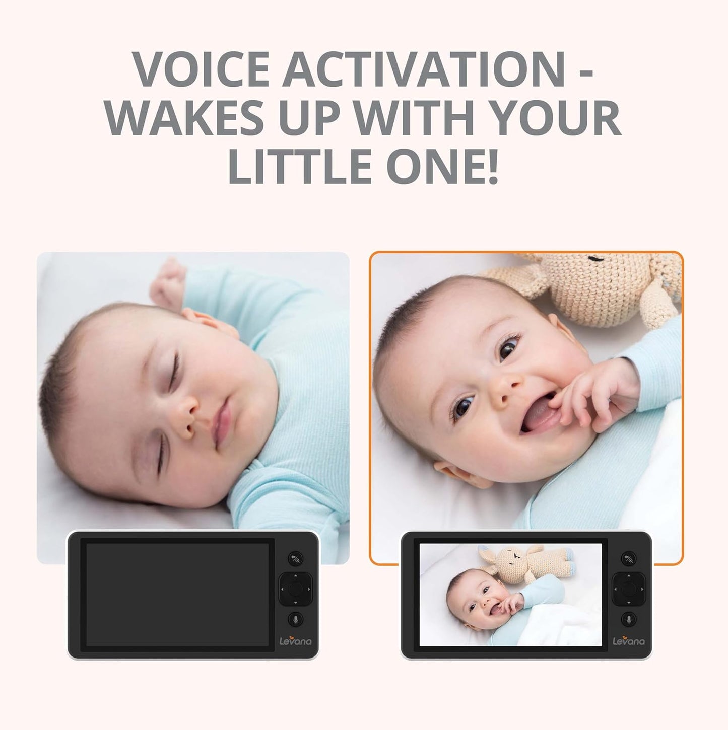Video Baby Monitor, 5'' 720P Screen, PTZ Camera, 3800mAh Battery, Night Vision, Two-Way Talk, No WiFi, Carrying Case