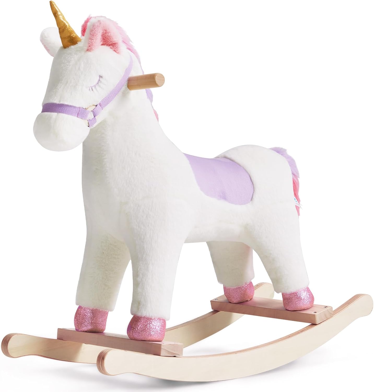 Toddler Rocking Horse, Ride Unicorn, Kid Ride On Toys for 1-3 Year Old, Plush Animal Rocker with Realistic Sounds