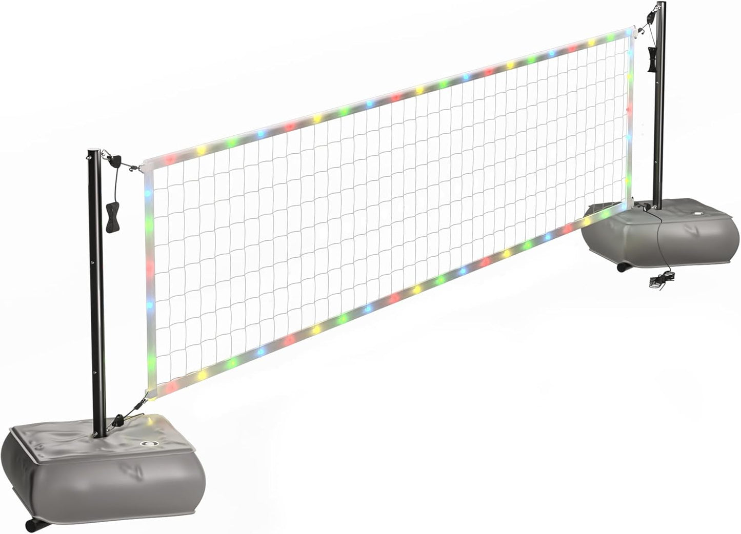 Pool Volleyball Net with Lights, Portable Volleyball Set for Outdoor Pools, Adjustable Length 15-41 Feet